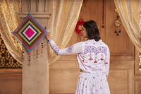 Thumbnail for Lavender Cotton Jacquard Weaving Fabric Navratri Lehenga Choli With Dupatta - Raas - Distacart