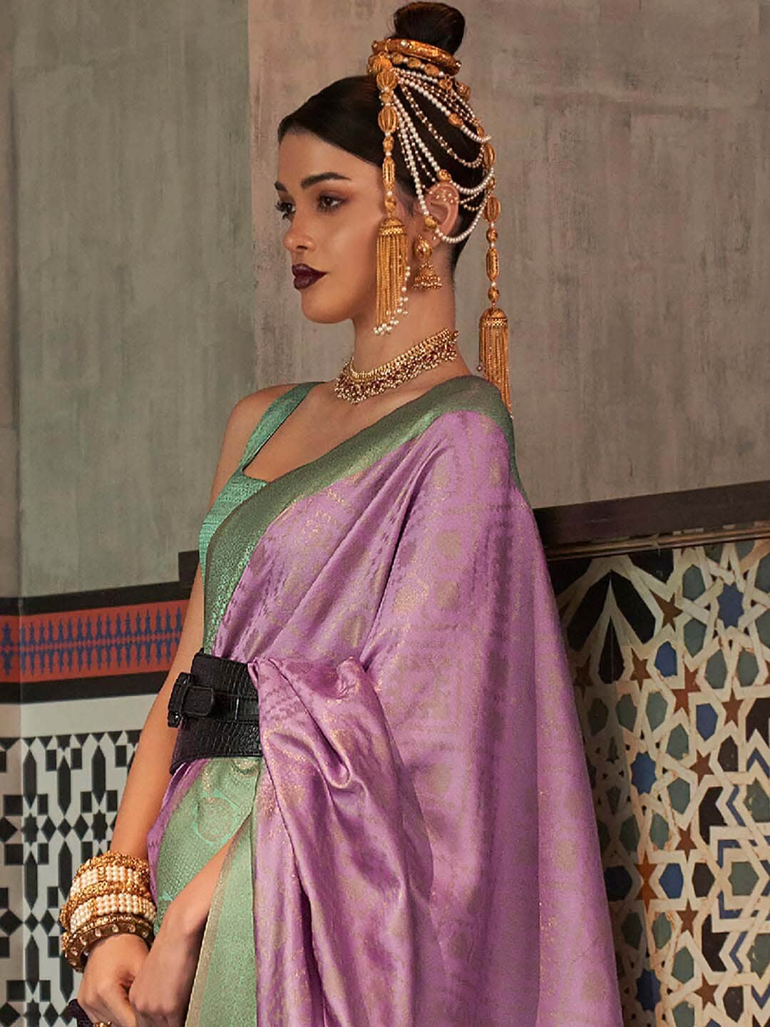 Saree Mall Woven Design Zari Silk Blend Kanjeevaram Sarees - Distacart