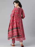 Thumbnail for Kalini Women Pink Floral Printed Gotta Patti Pure Cotton Kurta with Trousers & Dupatta - Distacart