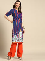 Thumbnail for Sangria Striped & Printed Detail Kurta - Distacart