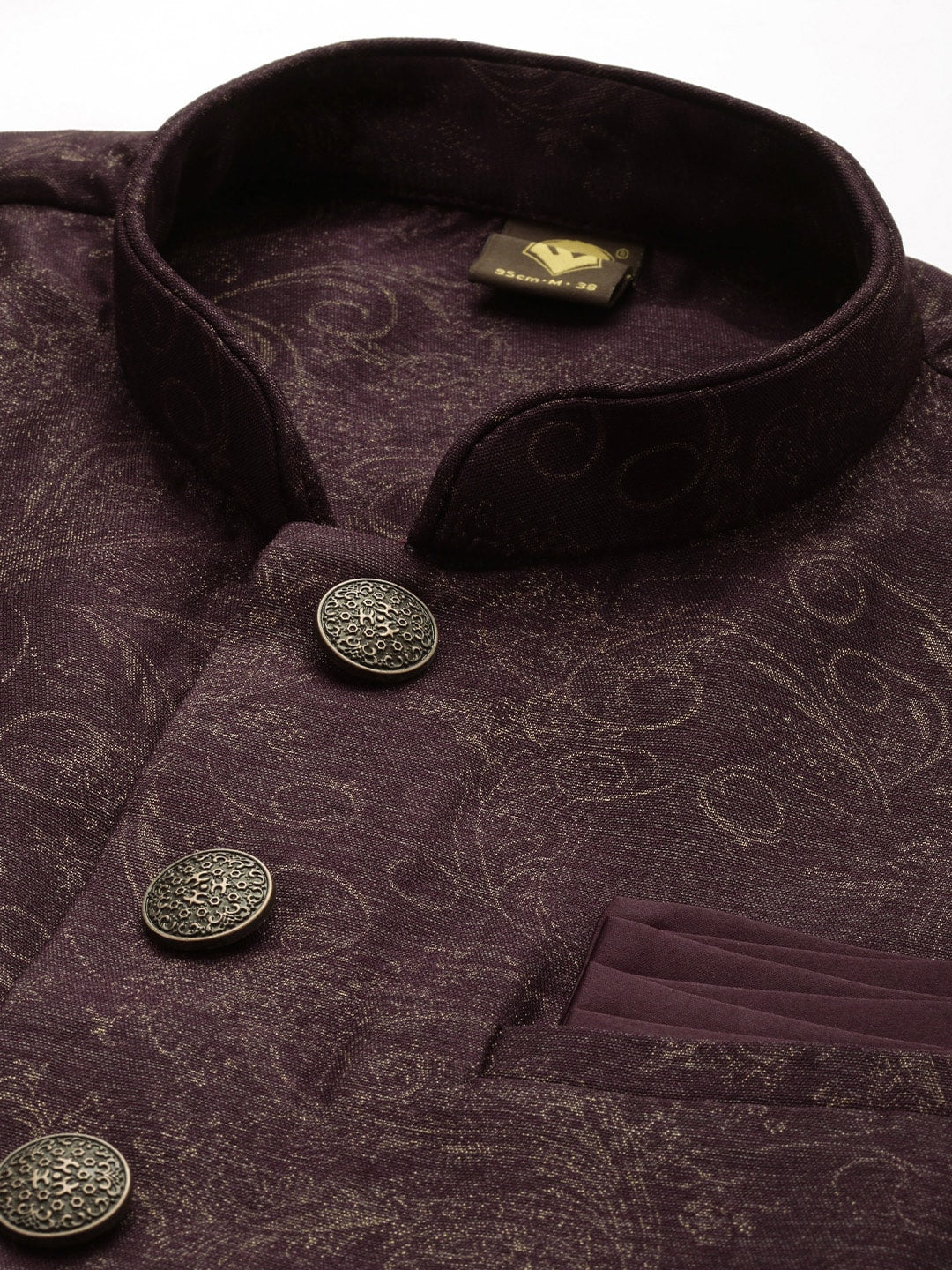 Manyavar Men Burgundy Kurta & Pyjama with Nehru Jacket - Distacart