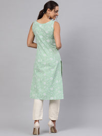 Thumbnail for Anayna Women Green & White Floral Printed Straight Kurta - Distacart
