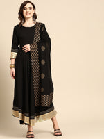 Thumbnail for Sangria Women Black & Gold-Toned Gotta Patti Kurta - Distacart