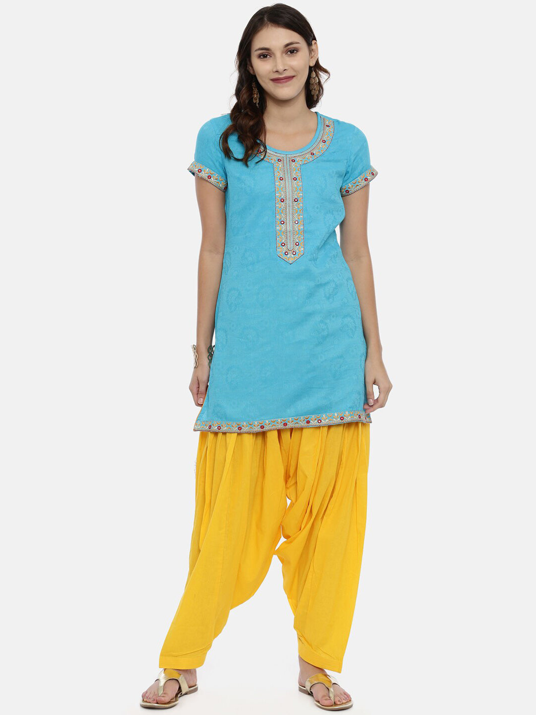 Souchii Women Blue Printed Floral Grandeur & Majestic Artwork Kurta - Distacart