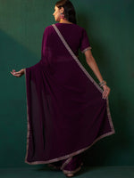 Thumbnail for Sangria Embroidered Bordered Sarees - Distacart