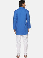 Thumbnail for Sethukrishna Blue Pure Cotton Kurta with Pyjamas For Men - Distacart