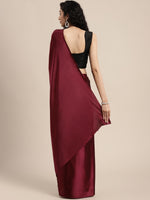 Thumbnail for Mitera Maroon Solid Satin Saree - Distacart