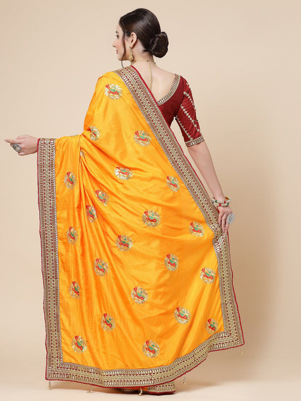 Kalini Floral Embroidered Art Silk Saree - Distacart