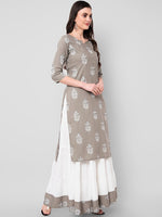 Thumbnail for Kalini Women Grey Ethnic Motifs Printed Kurta with Skirt - Distacart