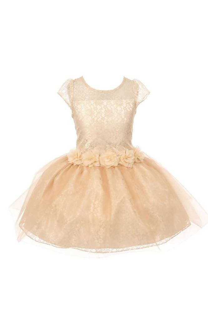 Asmaani Baby Girl's Gold Color Satin A-Line Frock (AS-DRESS_22132) - Distacart