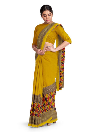 Kalini Yellow & Red Pure Georgette Dharmavaram Saree - Distacart
