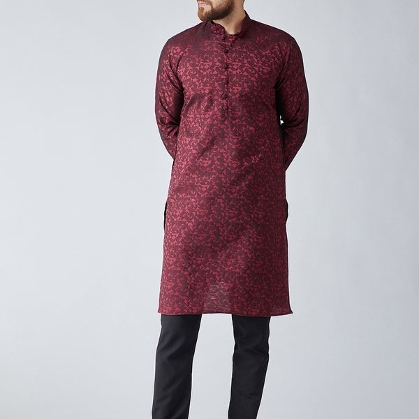 Sojanya Men Maroon Woven Design Straight Kurta - Distacart