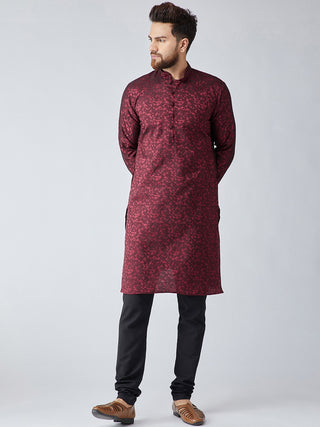 Sojanya Men Maroon Woven Design Straight Kurta - Distacart