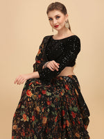 Thumbnail for Sangria Floral Printed Embroidered Saree - Distacart