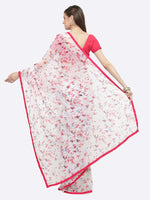 Thumbnail for Kalini Pink & White Abstract Print Pure Georgette Saree - Distacart