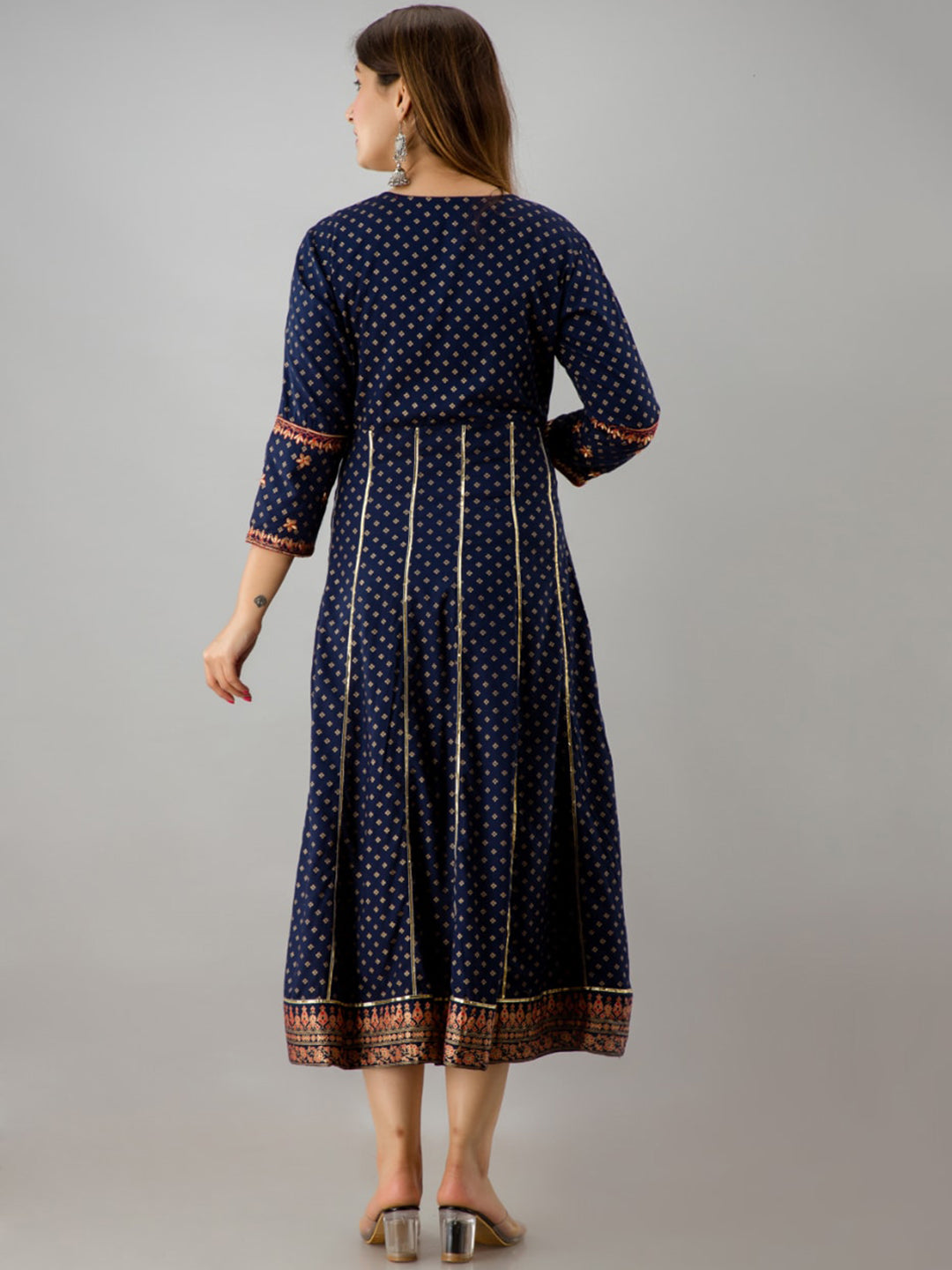 Kalini Women Navy Blue Ethnic Motifs Printed Anarkali Kurta - Distacart