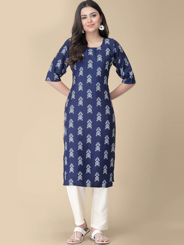 Kalini Ethnic Motifs Printed Round Neck Kurta with Trousers - Distacart