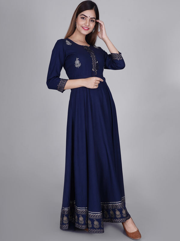 Kalini Women Blue Printed Anarkali Kurta - Distacart