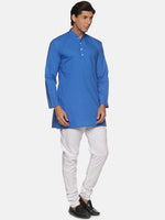 Thumbnail for Sethukrishna Men Blue Pure Cotton Kurta with Pyjamas - Distacart