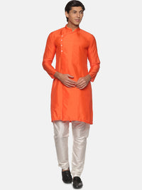 Thumbnail for Sethukrishna Men Orange Angrakha Kurta with Churidar - Distacart
