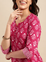 Thumbnail for Kalini Ethnic Motifs Printed Round Neck Kurta With Trousers - Distacart