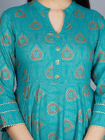 Thumbnail for Kalini Women Green Ethnic Motifs Embroidered Keyhole Neck Flared Sleeves Anarkali Kurta - Distacart