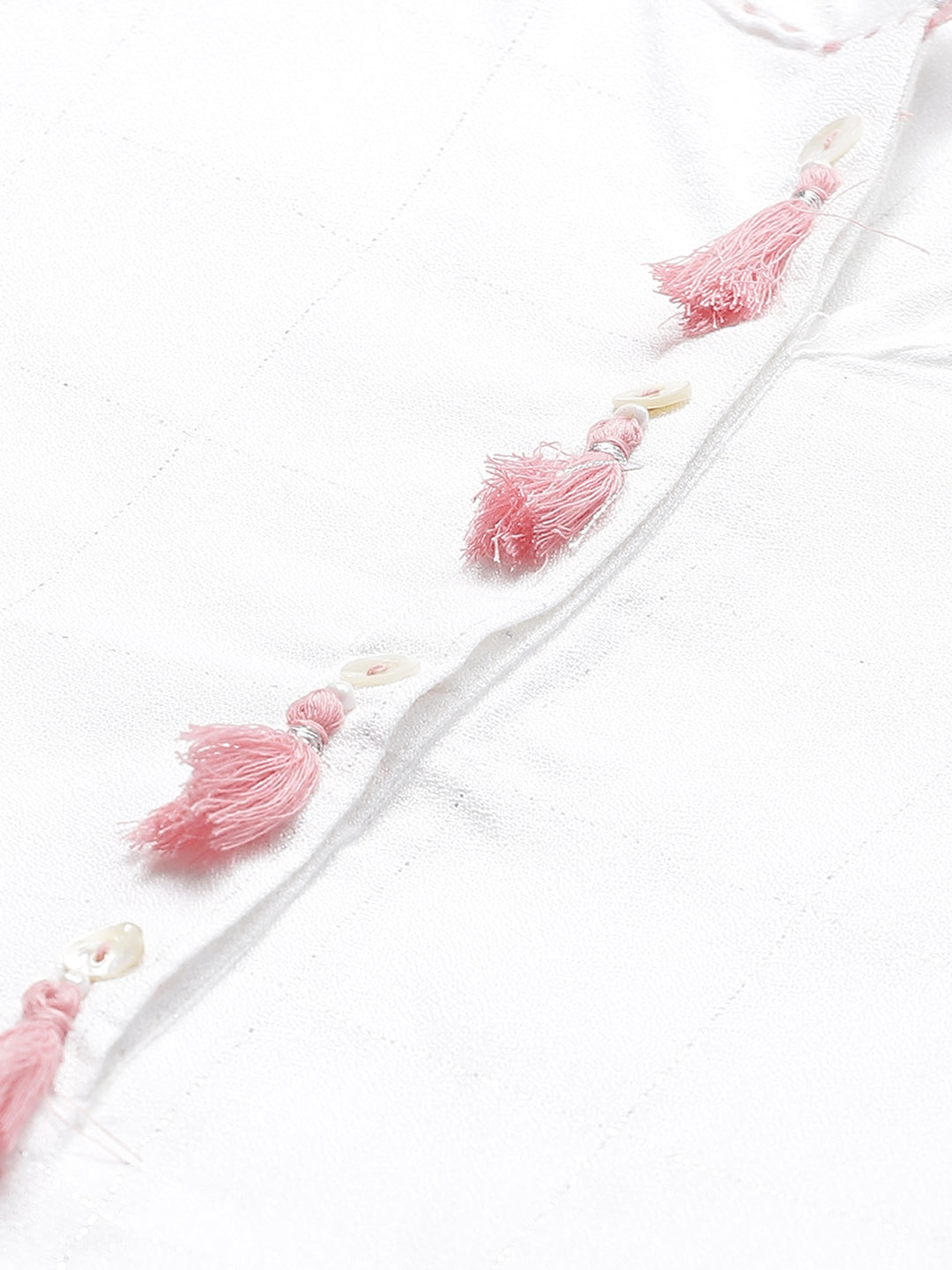 Biba Women White & Silver Self-Checked Straight Kurta - Distacart