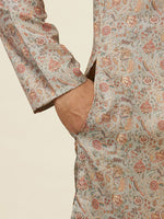 Thumbnail for Manyavar Ethnic Motifs Printed Regular Pure Silk Kurta with Churidar - Distacart
