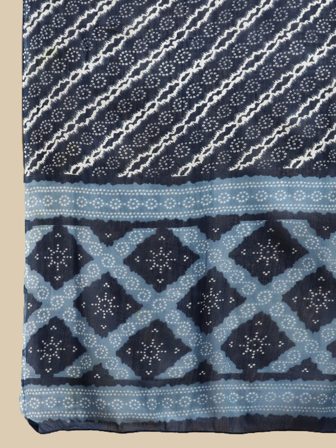 Sangria Indigo Blue Geometric Printed Pure-Cotton Straight Kurta With Trouser & Dupatta - Distacart