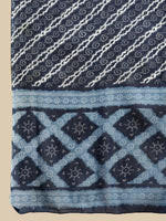Thumbnail for Sangria Indigo Blue Geometric Printed Pure-Cotton Straight Kurta With Trouser & Dupatta - Distacart
