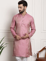 Thumbnail for Sojanya Woven Design Mandarin Collar Silk Cotton Kurta - Distacart