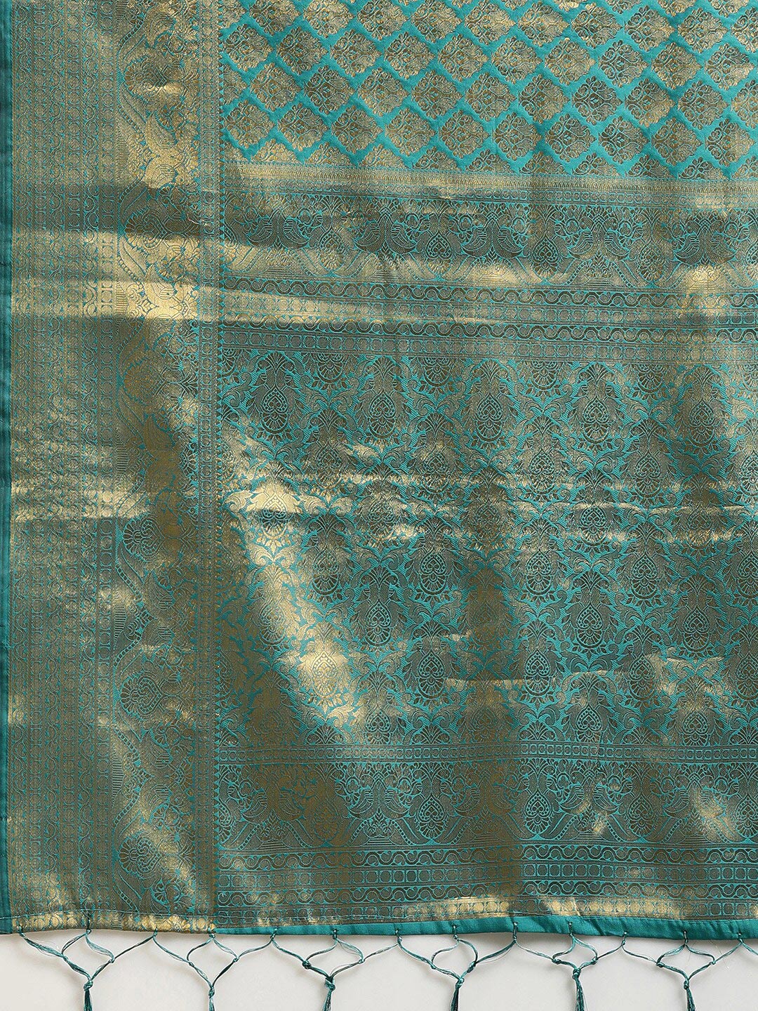 Saree Mall Blue & Gold-Toned Woven Design Zari Silk Blend Banarasi Saree - Distacart