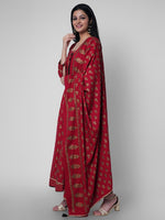 Thumbnail for Kalini Women Red Ethnic Motifs Kurta with Churidar & With Dupatta - Distacart
