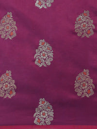 Thumbnail for Saree Mall Magenta & Silver-Toned Floral Silk Blend Dharmavaram Saree - Distacart
