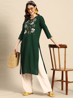 Thumbnail for Sangria Ethnic Motif Embroidered Thread Work Thread Work Kurta - Distacart