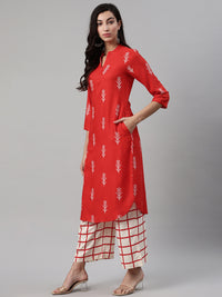Thumbnail for Biba Women Orange & Off-White Printed Kurta with Palazzos - Distacart