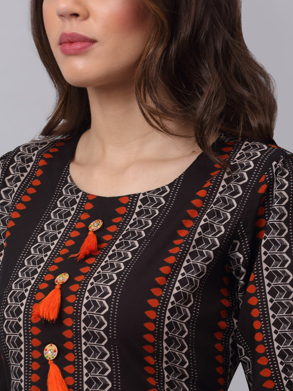 Kalini Women Black Geometric Printed Quirky Anarkali Kurta - Distacart