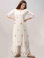 Thumbnail for Kalini Women White Embroidered Thread Work Kurta with Palazzo - Distacart