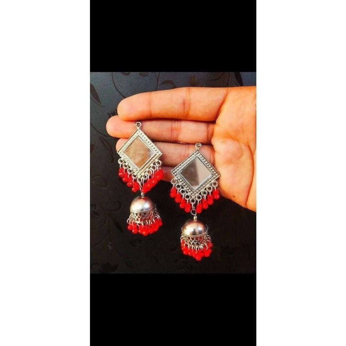 Muskan fancy mirror work orange smart ear ring