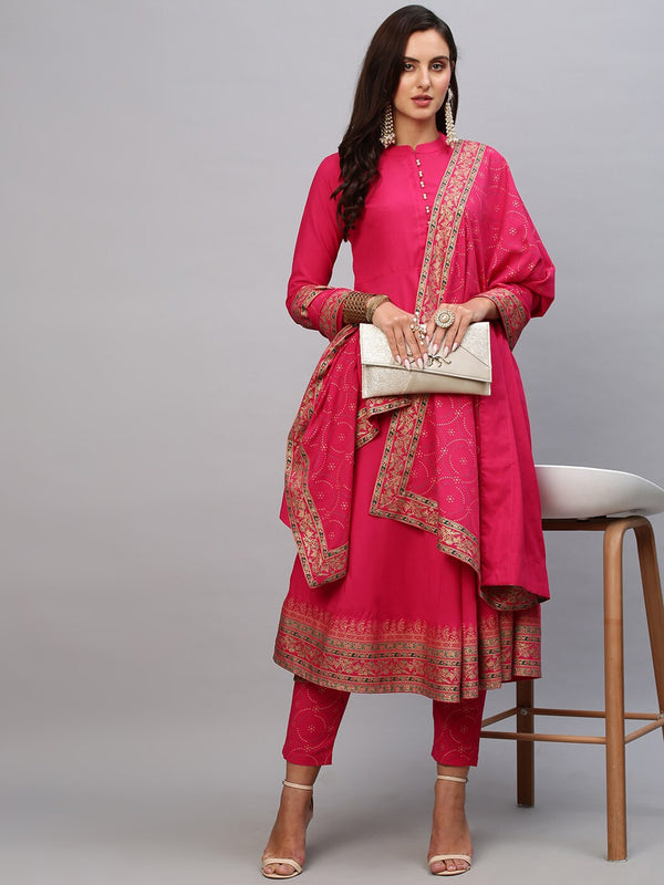 Kalini Women Ethnic Motifs Printed Anarkali Kurta with Trousers & Dupatta - Distacart