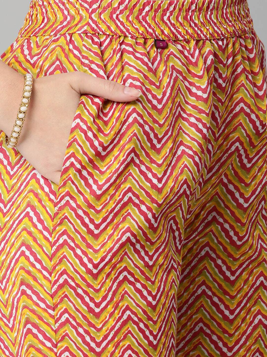 Kalini Ethnic Motif Printed Notched Neck Gotta Patti Straight Kurta With Trousers - Distacart