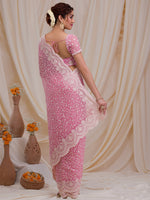 Thumbnail for Koskii Floral Embroidered Chiffon Saree - Distacart