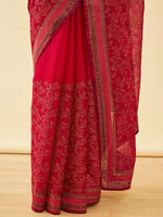 Thumbnail for Soch Floral Embroidered Zari Pure Chiffon Saree - Distacart