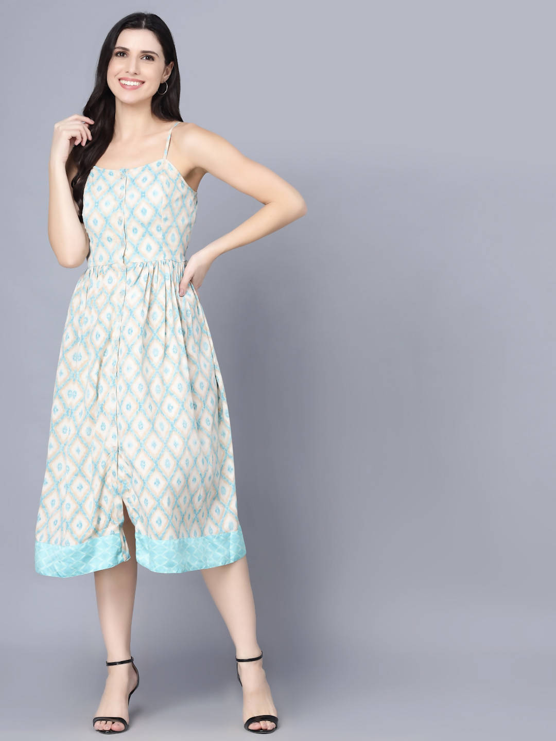 Myshka Multicoloured Floral Organic Cotton Crepe Midi Dress - Distacart