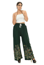 Thumbnail for Mominos Fashion Moeza Reyon Cotton Bottle Green Floral Palazzo