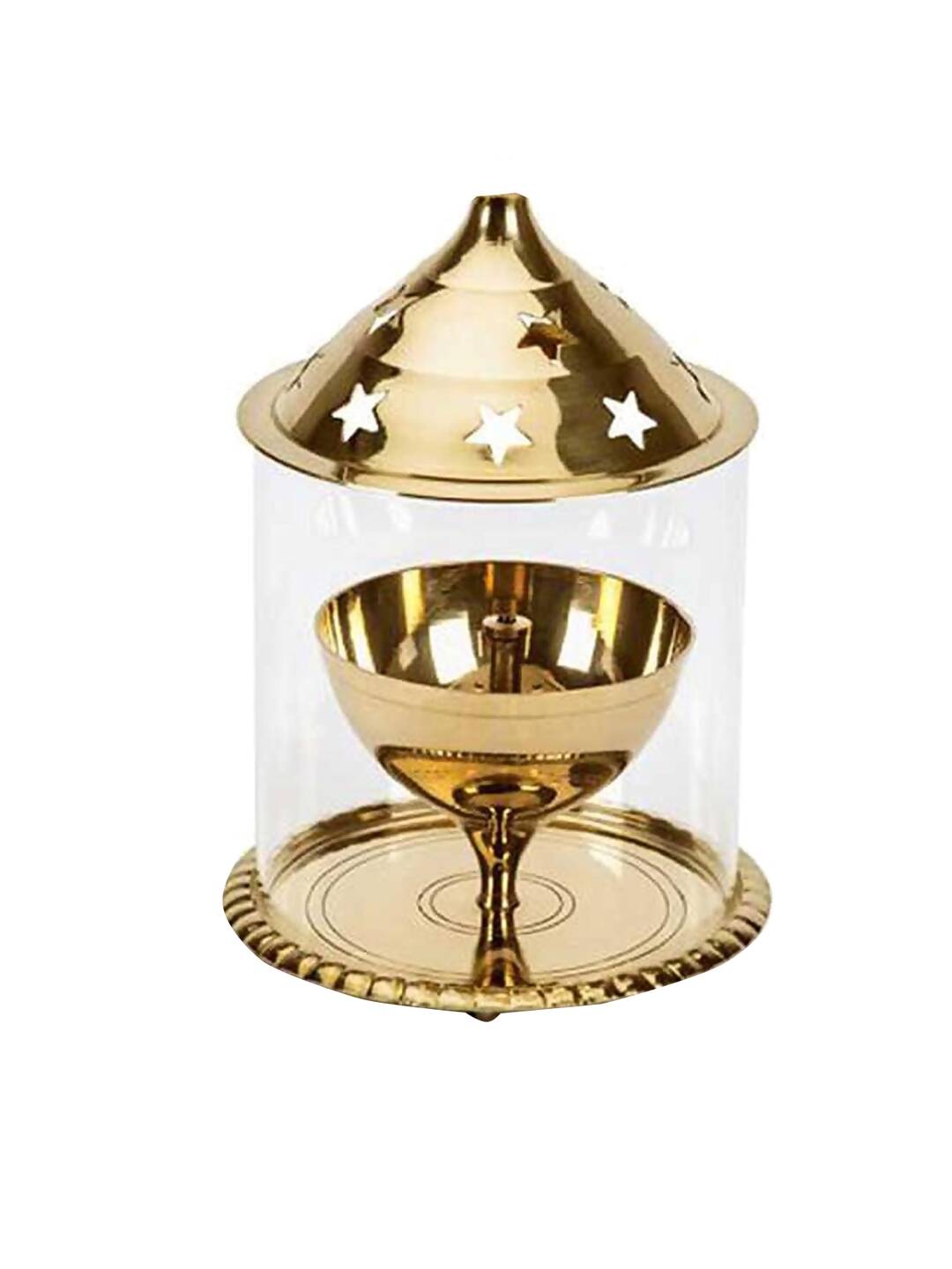 eCraftIndia Brown Brass And Glass Akhand Diya - Distacart