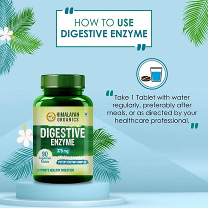 Organics Digestive Enzyme 375 mg Potent Enszyme Complex, Supports Healthy Digestion: 90 Vegetarian Capsules