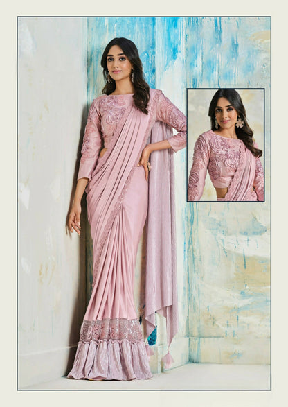 Lycra Saree With Stitched Blouse - Mohmanthan Royal - Distacart