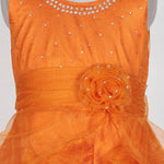 Thumbnail for Asmaani Baby Girl's Orange Satin Knee Length Frock (AS-DRESS_22144) - Distacart