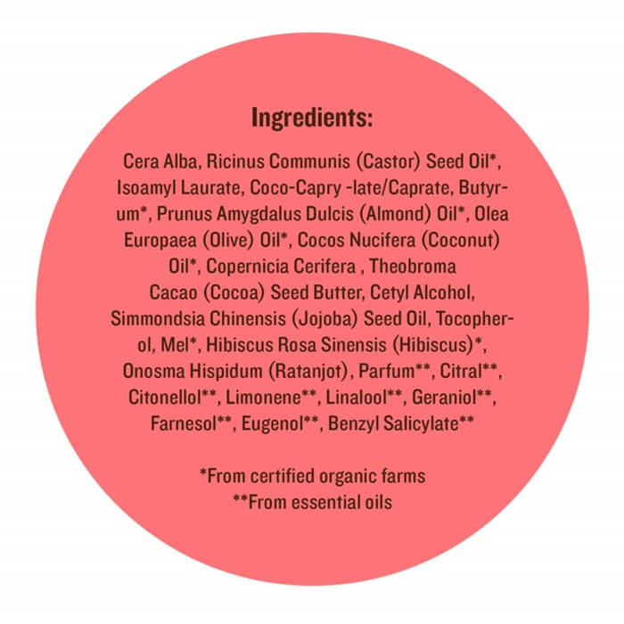 Soultree Hibiscus & Honey With Organic Ghee Lip Balm Ingredients